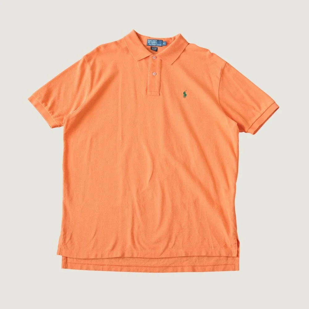 Polo Ralph Lauren Polo Shirt Mens Orange Green Pony Preppy XL Classic Fit